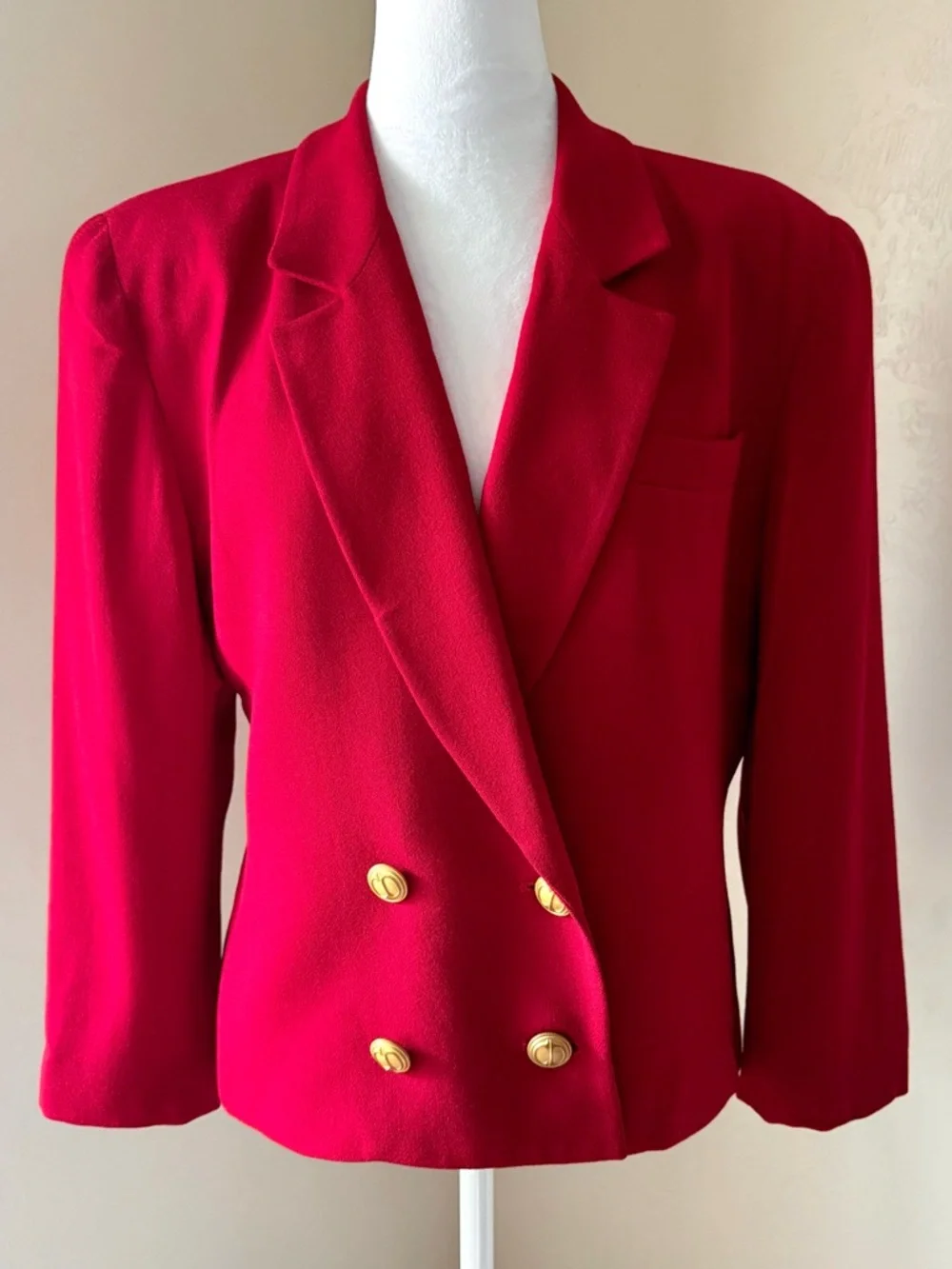 Vintage Christian Dior Red Wool Double-Breasted Blazer 12 P